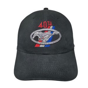 Mustang 40th Strapback Hat Black OSFA Adjustable Embroidered Headmaster